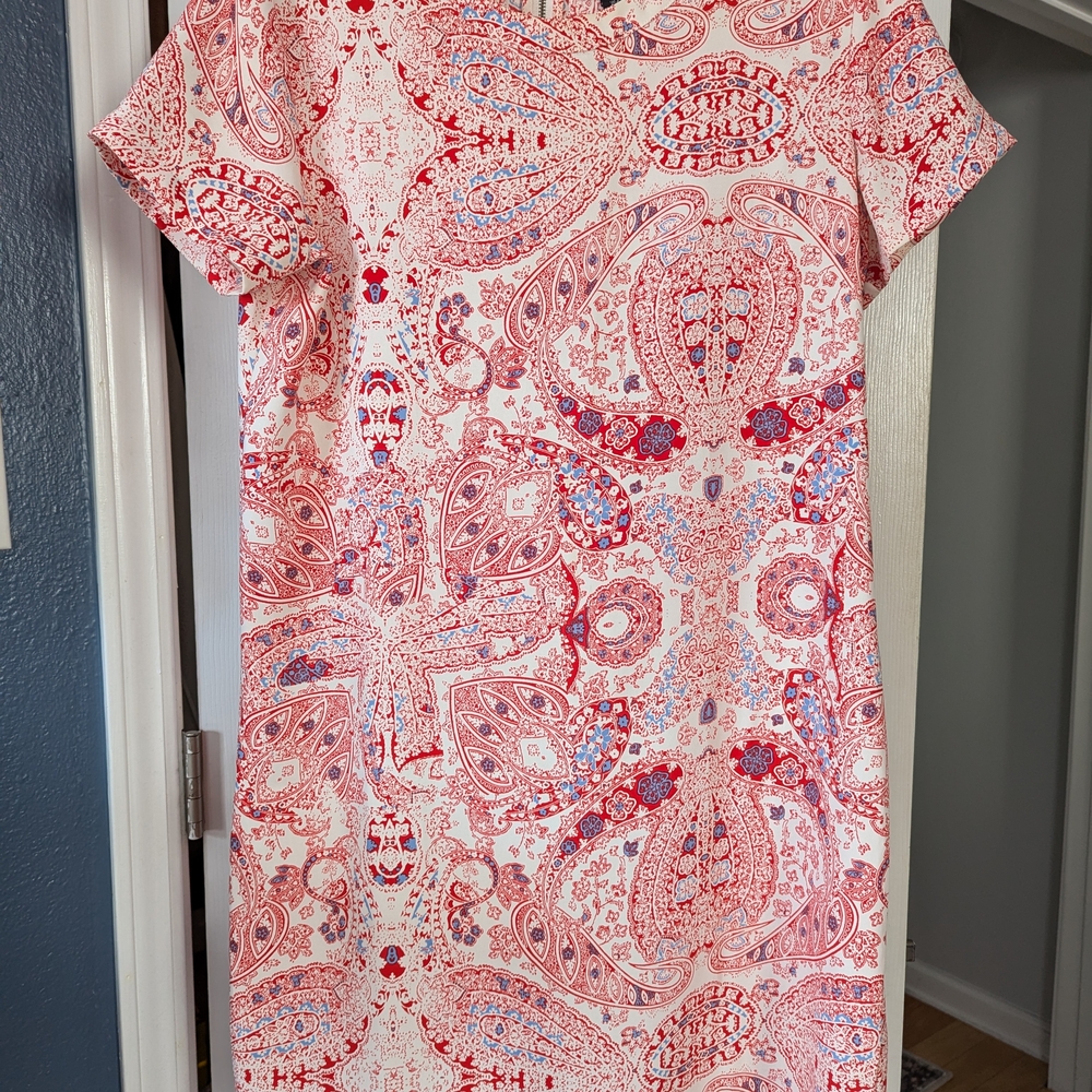 Paisley Print Red and White Dress
